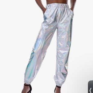 Silver Jogger Pants for Women